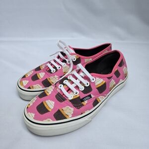 Vans Pink Cupcake Art Graphic Novelty Skatewear Street Women's Sneaker Shoes 8.5
